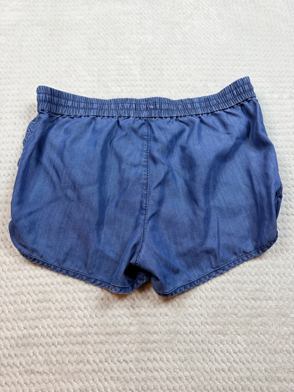 Women's Indigo Drawstring Casual Shorts 100% Lyocell Large - Picture 6 of 8